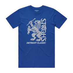 front of royal t-shirt with Lion Stroh's Detroit Classic