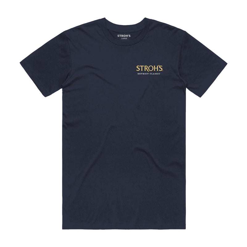 front of navy t-shirt with Stroh's Detroit Classic on left chest