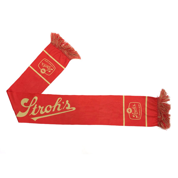 red scarf with "strohs" in the center