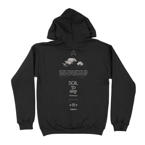 back of STROH'S x ASSEMBLE SOUND HOODIE - BLACK
